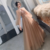  Bridesmaid clothes fairy quality 2020 new summer brown sisters dress evening dress women are thin and simple atmosphere