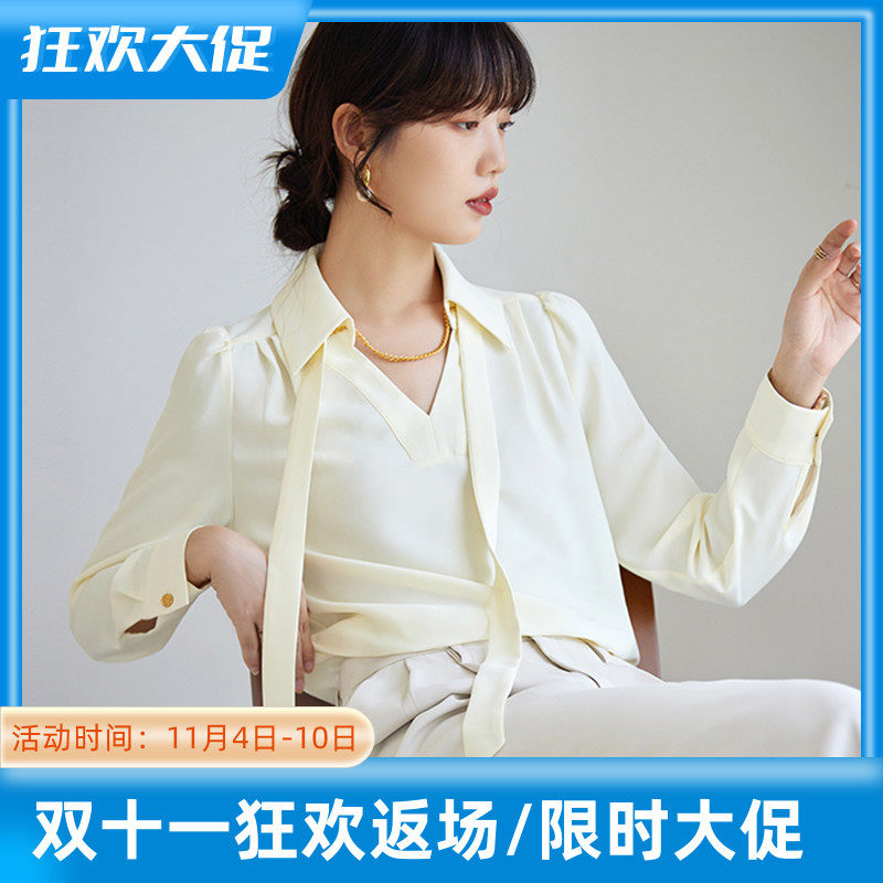 JOLIMENT floating collar shirt women's design sense niche 2022 autumn new temperament French long-sleeved chic top