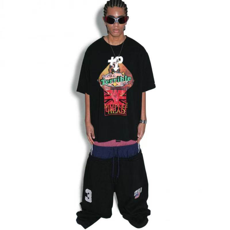 Project G/R Grailz 25ss 假三腰刺绣国旗运动卫裤：假三条设计韩范儿