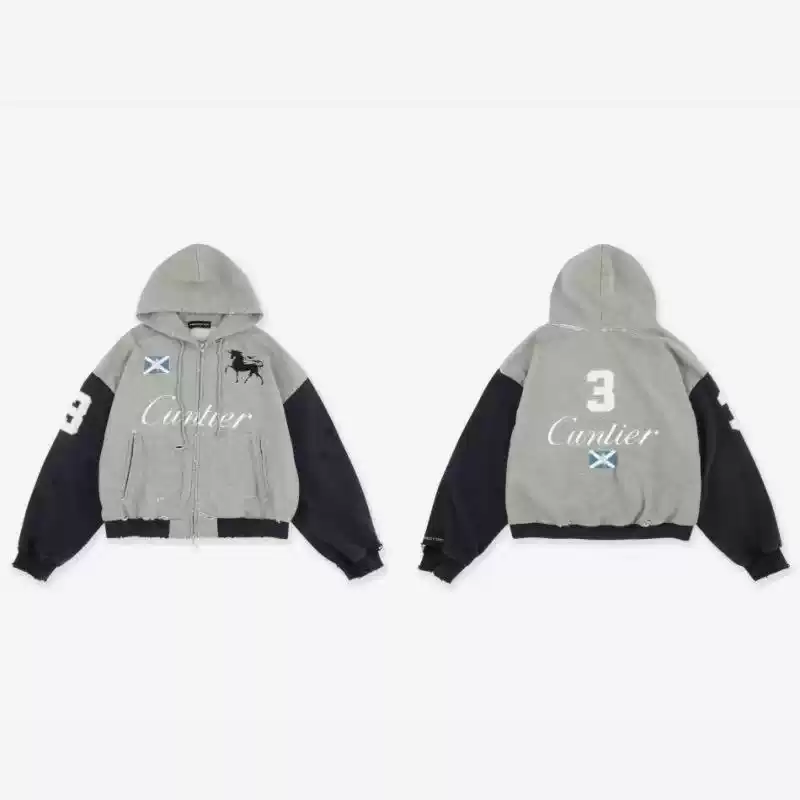 Project G/R Grailz サッカージャージ 25SS 1サイズ Project G/R Grailz 25ss 拼色做旧破坏复古刺绣战马拉链帽衫