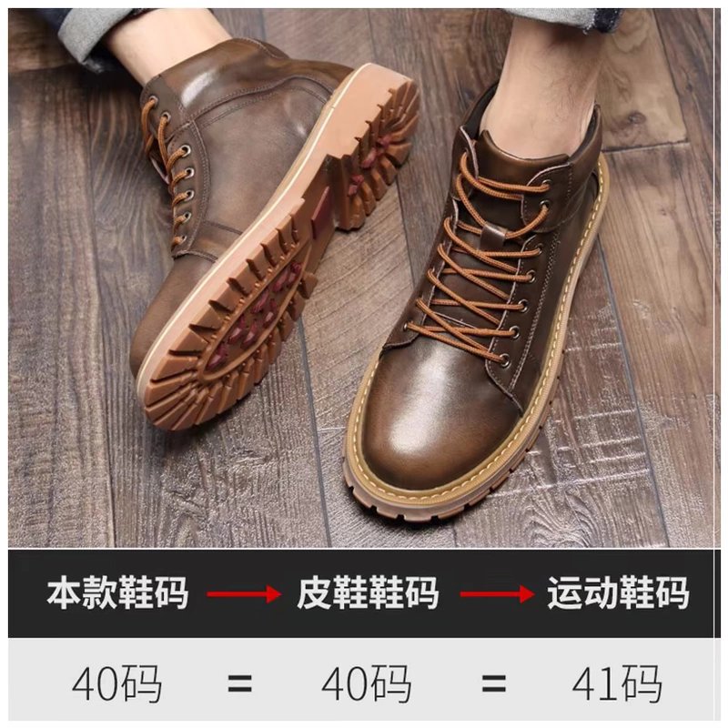 Mùa xuân nước Anh cộng với nhung mid-top giày nam da nam Martin boots 2020 xu hướng giày dụng cụ cao cấp mới - Giay cao