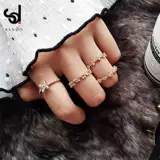 Кольцо, комплект, простой и элегантный дизайн, на указательный палец, японские и корейские, популярно в интернете