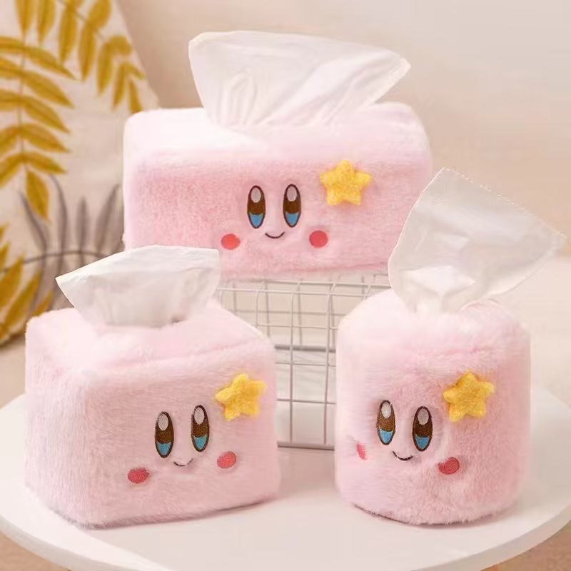 Plush kabi cute cartoon powder home car square tissue pumping round tissue set roll paper tube tissue box