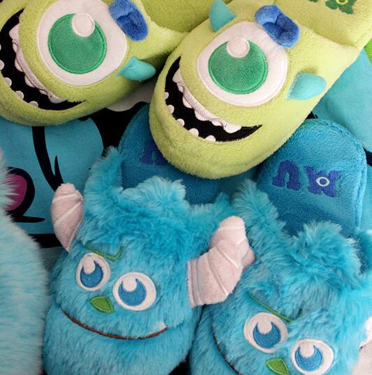 Winter Super Cute Monster Big-Eyed Monster Cartoon Couple Home Slippers Non-Slip Floor Cotton Slippers for Men and Women