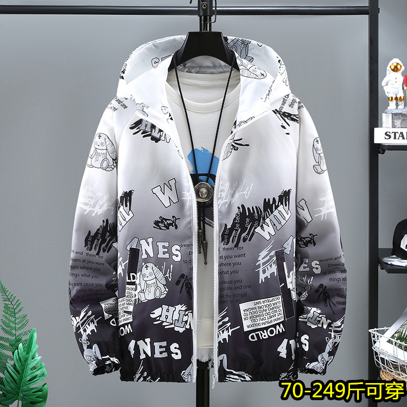 Gradient Jacket for Boys, New Spring and Autumn Trendy Brand, Plus-Size Tops for Teenagers, Trendy Versatile Casual Large-Size Coat