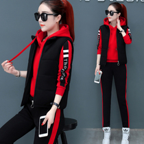 Autumn and winter warm suit women thickened velvet sweater three-piece winter clothing 2021 new fashion casual sportswear