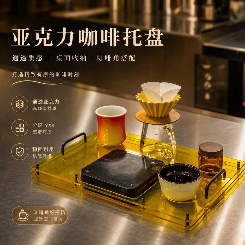 Acrylic Tray with Holes for Storing Coffee Utensils, Competition Tasting Display Tray, Can Hold Electronic Scale
