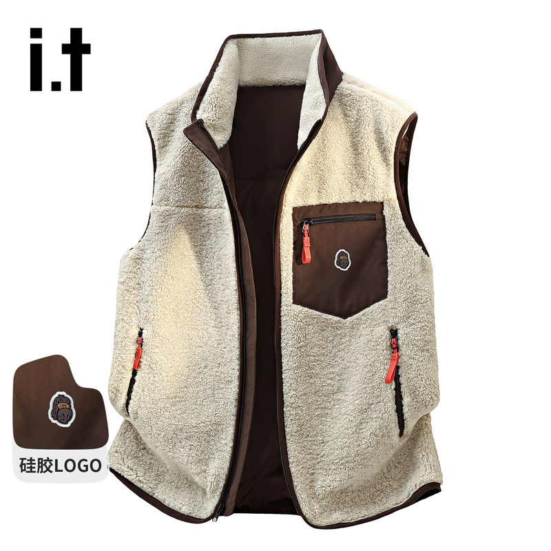 It Fingercroxx Hong Kong Style Trendy Brand Color-Block Stand Collar Autumn and Winter Men's Casual Loose Sleeveless Zipper Vest