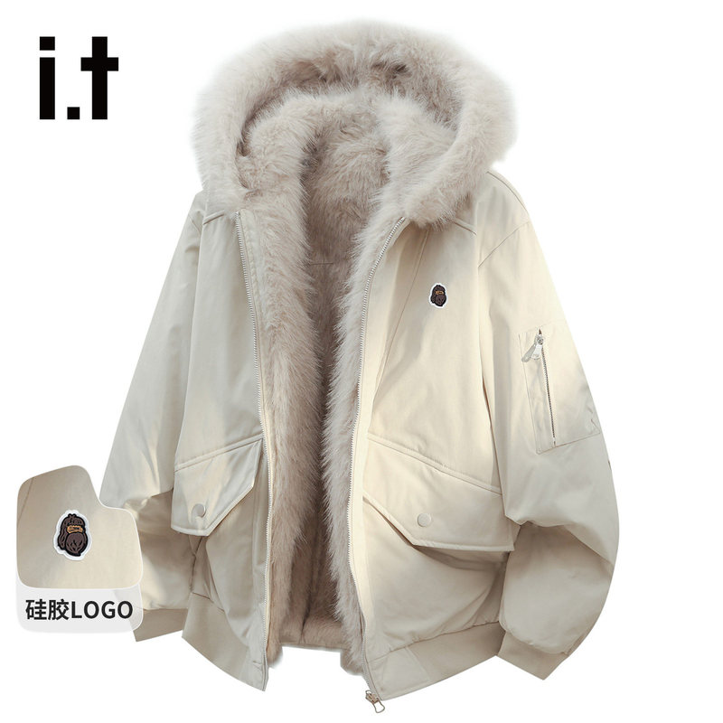 Fingercroxx Mountain Carving Hooded Winter Windproof Jacket Cotton Coat with Fur Collar Thickened Cotton-Padded Jacket Men's Outerwear Fingercroxx Mountain Carving Hooded Winter Windproof Jacket Cotton Coat with Fur Collar Thickened Cotton-Padded Jacket Men's Outerwear