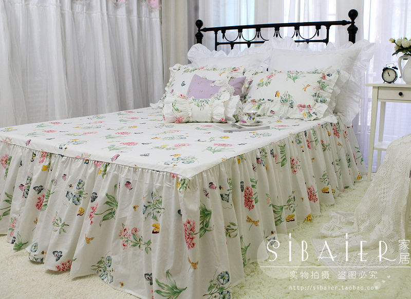 The Butterfly Garden mới ** rõ ràng các bông váy khăn trải giường cotton mới của Pamela - Váy Petti ga giường viền ren