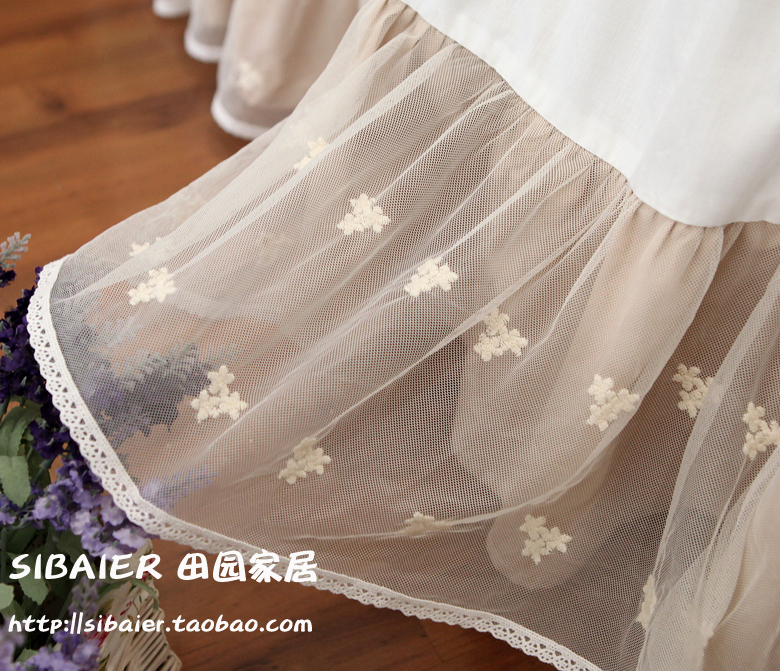 Phong cách Hàn Quốc mới ** thêu đôi váy con lắc bông cotton ren váy ga trải giường - Váy Petti ga giường viền họa tiết