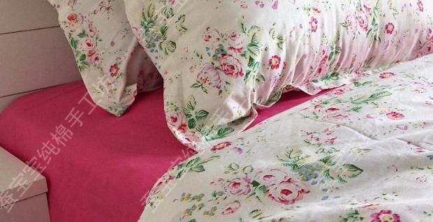 Đề nghị mới chất lượng cao bướm tình yêu bông bông twill xanh kẻ sọc bông cotton thô chăn đơn mảnh ba hoặc bốn bộ mẫu ga phủ giường