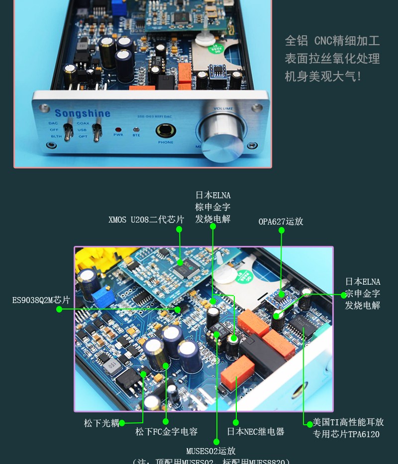 cục phát wifi cầm tay Bộ giải mã Song Sheng DSD DAC amp tích hợp ES9038Q2M Bluetooth 5.0HIFI trình phát không mất dữ liệu APTXHD - Trình phát TV thông minh củ phát wifi maxis