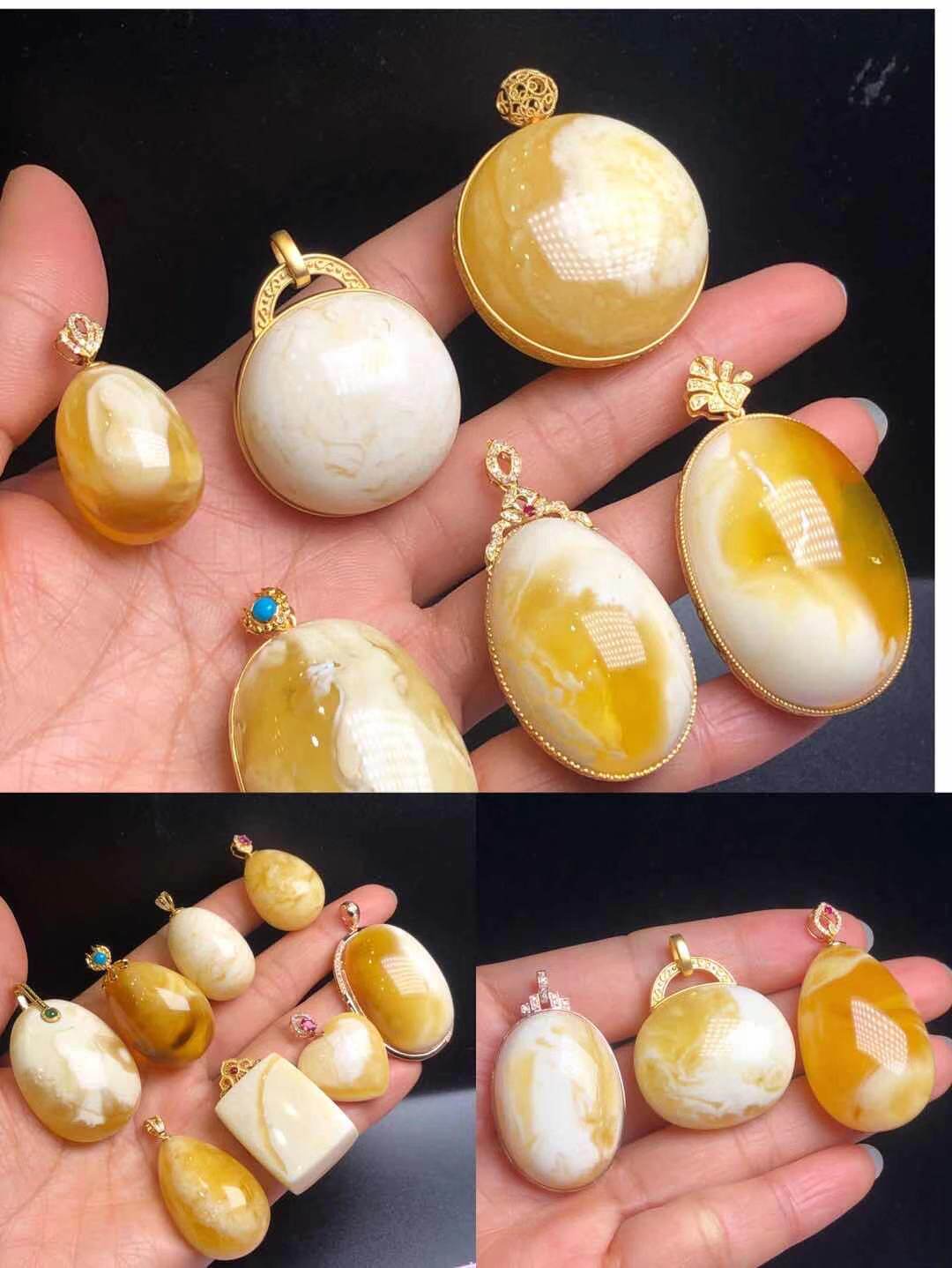 Xiaogui beeswax raw ore white wax gold and white brand safe buckle Avalokitesvara Maitreya Buddha men and women pendant 18 gold inlaid