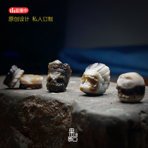 (Fruit stone) Tianzhu to pure carving accessories Dadu feather chief turquoise craft play