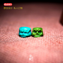 (Fruit stone) evil spirit Khuan original mine Jinlongshan rapeseed yellow turquoise carving on ring 108 twist beads