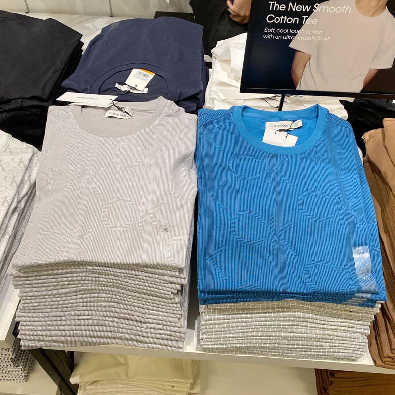 Ck Calvin Klein American Men's Soft Pure Cotton Fine Line Logo Casual Round Neck Short-Sleeved T-Shirt