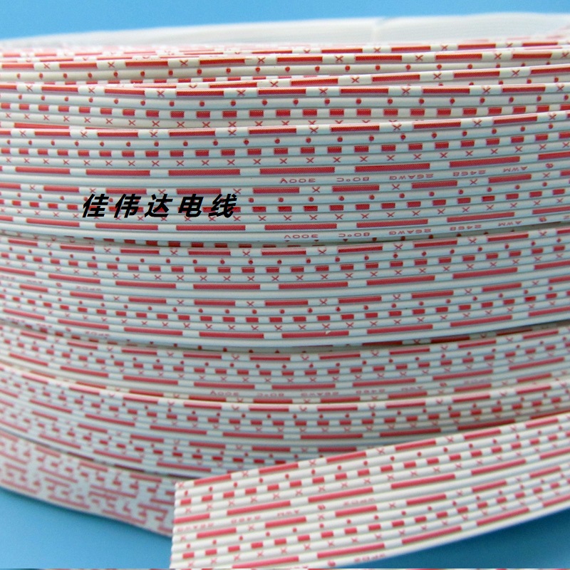 UL2468-26AWG 4P 6P 6P 10P 8P 12P 12P Tinned copper wire Red and white flat cable terminal connecting wire