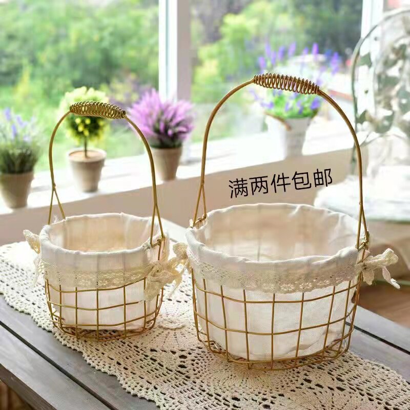 Iron Handicrafts Flower Basket Living Room Witting Dry Flower Basket Flower Basket