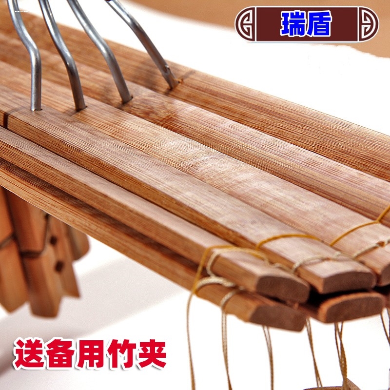 Bamboo Pants Hanger with Clips for Home Use, Anti-Mold Bamboo Clothes Hanger with 4 Clips, Bamboo-Made 8-Head Clothes Drying Clips, Cross-Shaped Multi-Clip for Drying Quilts