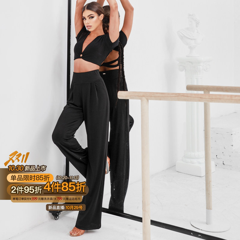 Zym【Energy Can】High-Waisted Wide-Leg Pants with Two Wearing Styles, Latin Dance Practice Pants for Women 2138 Zym【Energy Can】High-Waisted Wide-Leg Pants with Two Wearing Styles, Latin Dance Practice Pants for Women 2138