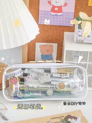 Pencil bag ins style Japanese transparent simple large capacity Junior High School High School student girl boy high-value stationery box