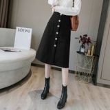 Шерстяная демисезонная приталенная модная длинная юбка, А-силуэт