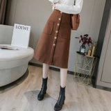 Шерстяная демисезонная приталенная модная длинная юбка, А-силуэт