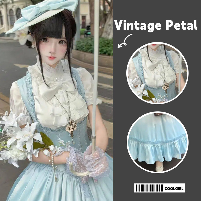 [Alice's Dream] Elegant Young Lady's Stylish Design Cla-Style Shirt and Princess Dress Two-Piece Set for Summer