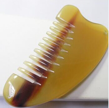 Natural white buffalo horn Zhang Xiqin holographic oasis scraping yellow six - tooth scraping plate