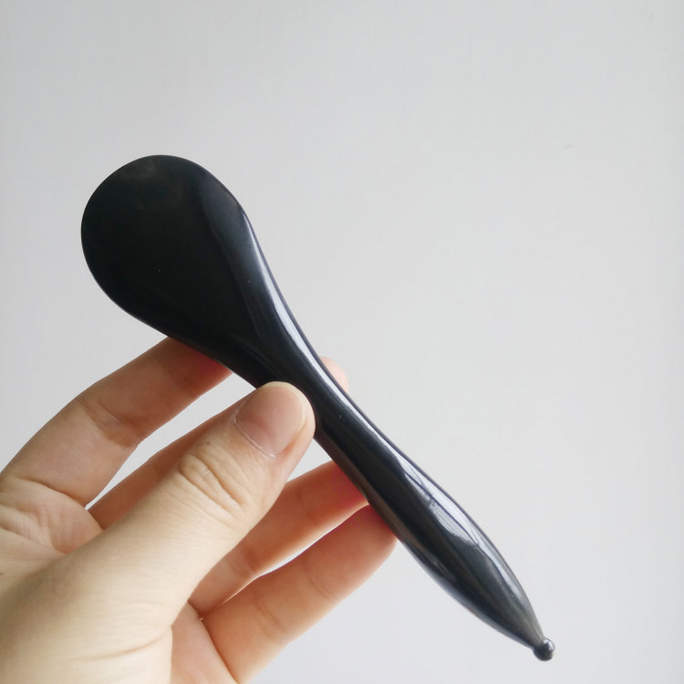 Famous Corner Artisan Old Black Buffalo Horn Facial Beauty Ping-pong Pat Massage Brow Point Acupoint Pen Face Softly Pat