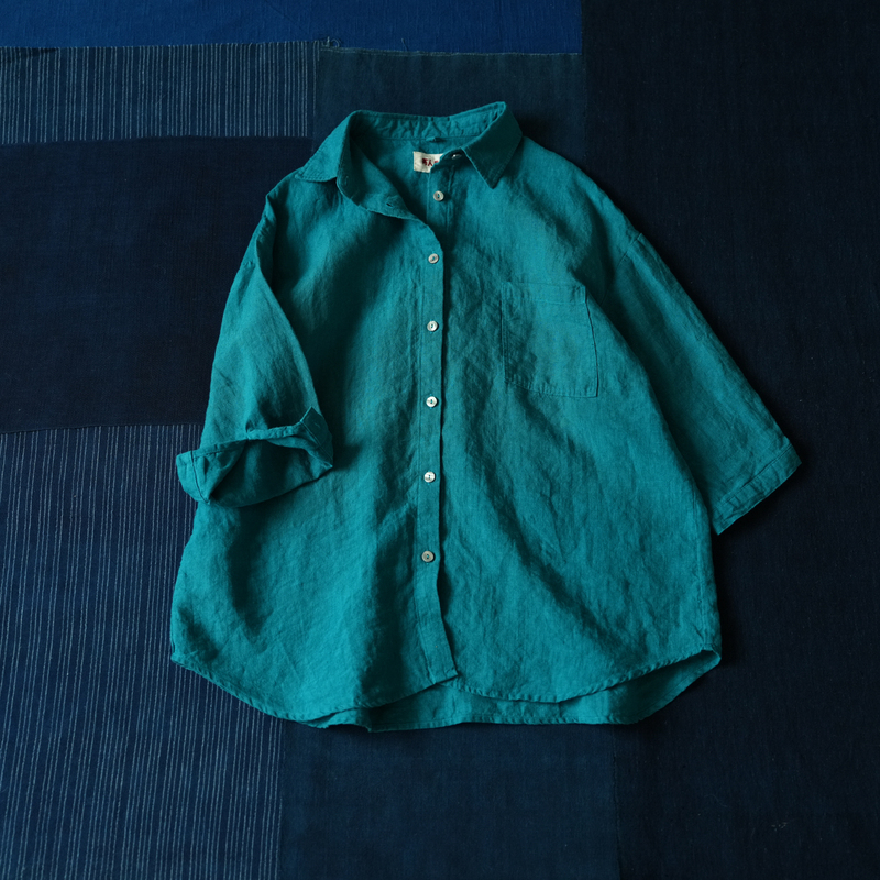 Produced by Two People, Lrcp | Lakes Are Windows to the Earth. | Pure Linen Lapel Loose Shirt Produced by Two People, Lrcp | Lakes Are Windows to the Earth. | Pure Linen Lapel Loose Shirt