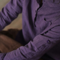 Two people produced LRCP) French Diary) classic Peter Pan pure linen shirt Nian Zi