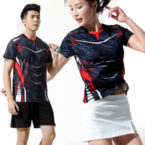 New badminton uniforms men and womens shirts short-sleeved sportswear quick-dry table tennis tennis group buying team uniforms printed