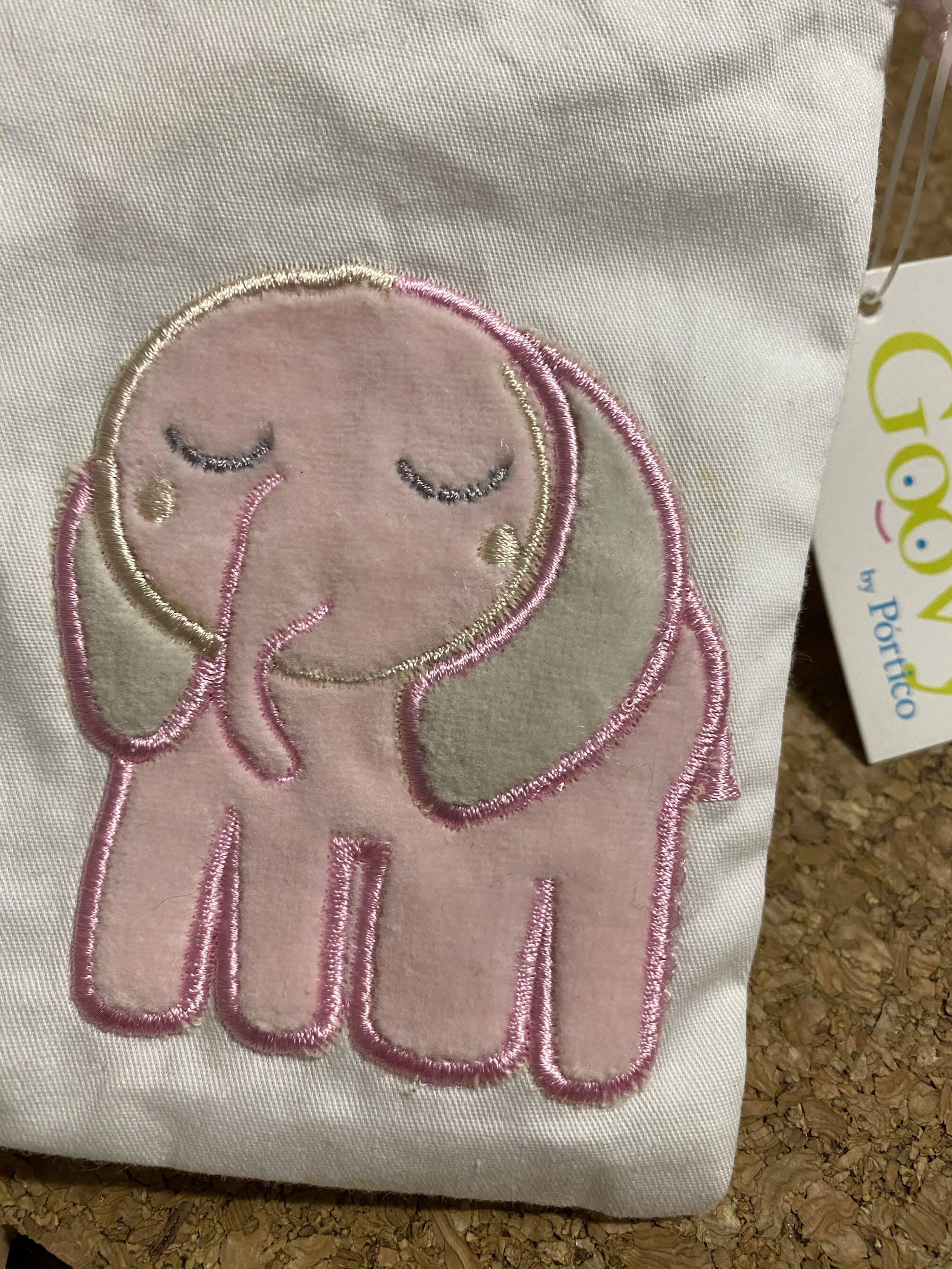 Exported to France Goovy machine embroidered pink cute elephant delicate storage bag (lined) girl gift