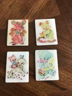 Export orders Retro vintage cute small animal refrigerator stickers rabbit lamb bear swimmer