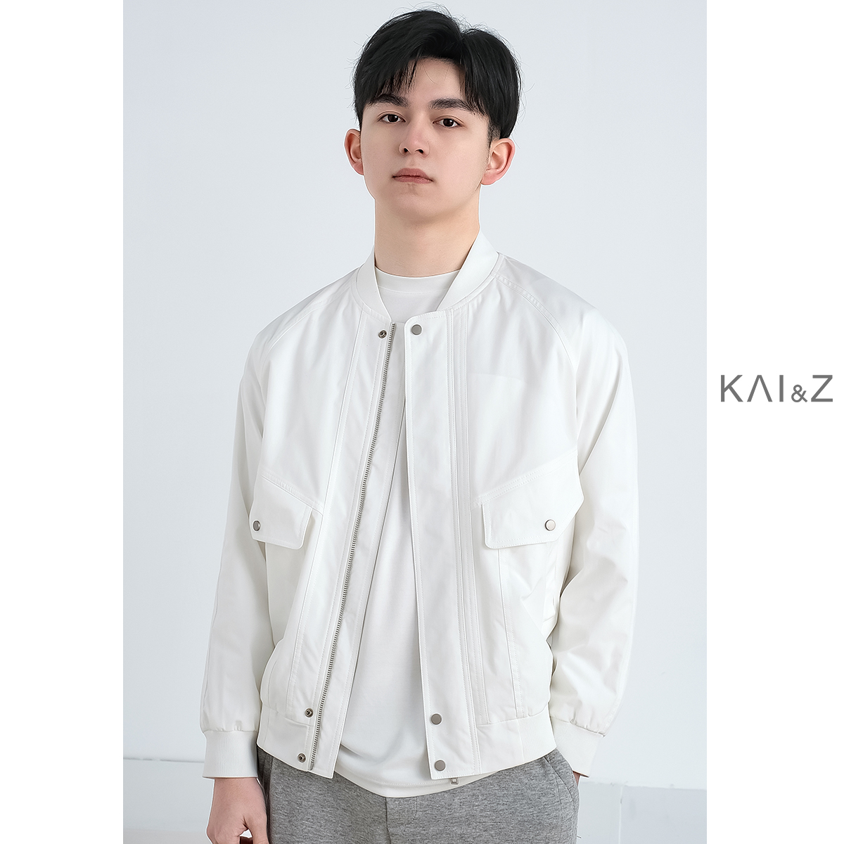 Men's jacket spring and autumn 2021 new trend baseball suit casual spring top pilot white thin jacket