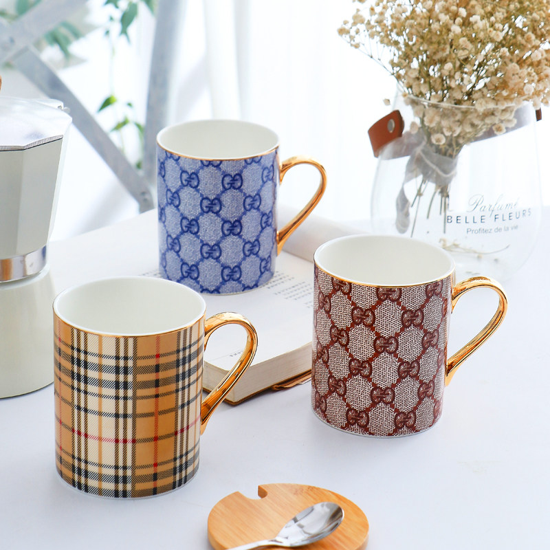 British bone porcelain mug couple pair European coffee cup milk tea cup office cup wedding birthday gift