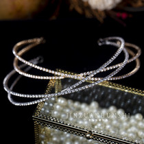 Golden diamond bride 2020 new wedding dress accessories wedding makeup headdress photography sample light luxury minimalist hairband