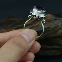 Nepal Ring 925 Sterling Silver Amethyst Ring Nepal Silver Jewelry 093