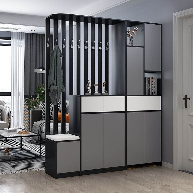 Living room cubicle cabinet Two-type shoe cabinet Home doorway Double-sided door hall Closet Decorated Screen Light Lavish Closing Cabinet With Bench