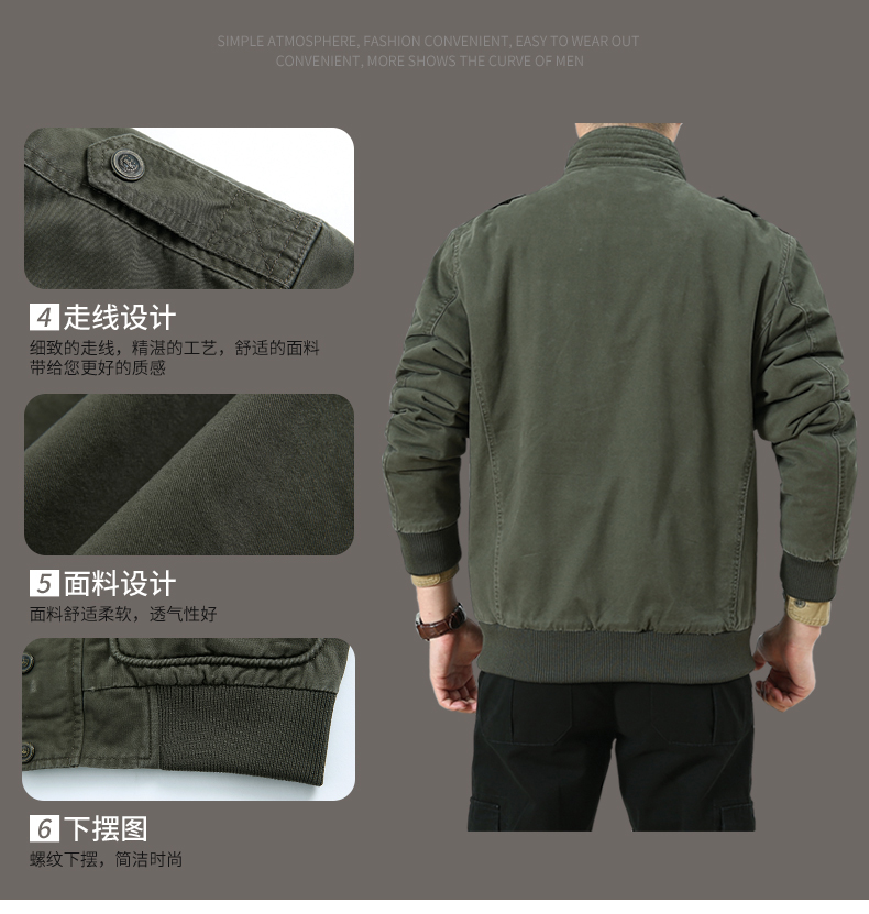 Áo khoác đồng phục cotton cho nam trung niên quần áo bình thường nam mùa thu nam xuân thu đông 2018 mới dày áo khoác mỏng