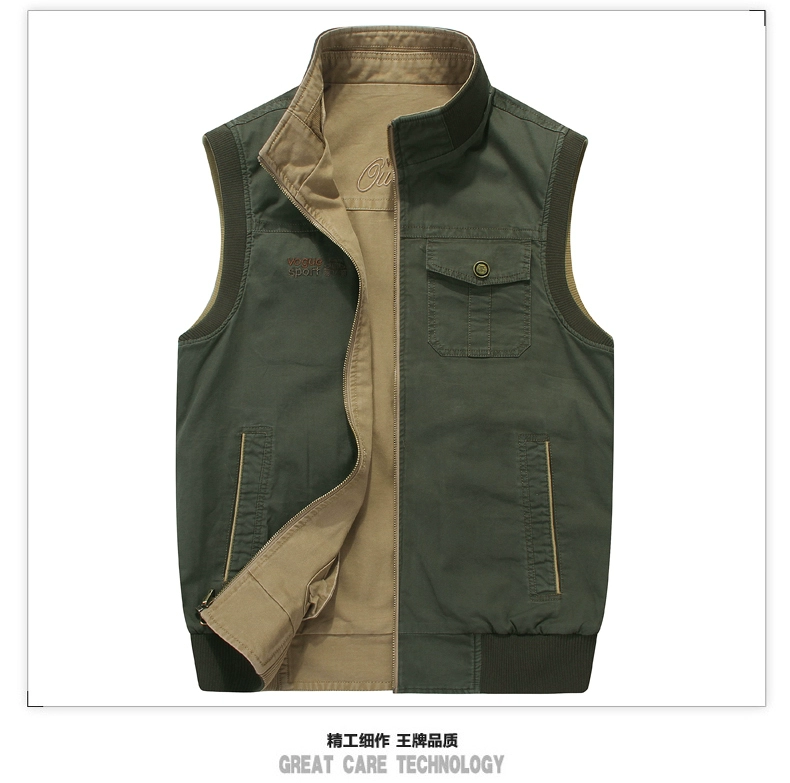 Cotton mùa hè vest nam mùa xuân và mùa thu nhiều túi chụp ảnh vest vai câu cá vest thể thao ngoài trời phần mỏng - Áo vest cotton áo 3 lỗ tập gym