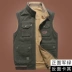 Bố mùa xuân và mùa thu vest nam chụp ảnh ngoài trời nhiều túi vest nam trung niên vest cotton mới - Dệt kim Vest Dệt kim Vest