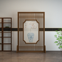 New Chinese solid wood screen living room study restaurant hotel modern simple fence porch fabric hollow seat screen