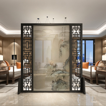 Modern Chinese screen partition living room office Hotel study classical semi-transparent landscape solid wood porch seat screen