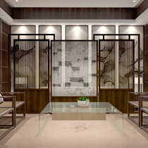Modern Chinese screen partition living room dining room tea room floor solid wood classical background porch large seat screen can be customized
