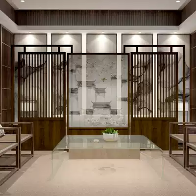 Modern Chinese screen partition living room dining room tea room floor solid wood classical background porch large seat screen can be customized