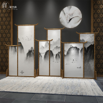 New Chinese style solid wood screen partition living room office Hotel mobile landscape ancient decoration porch custom seat screen