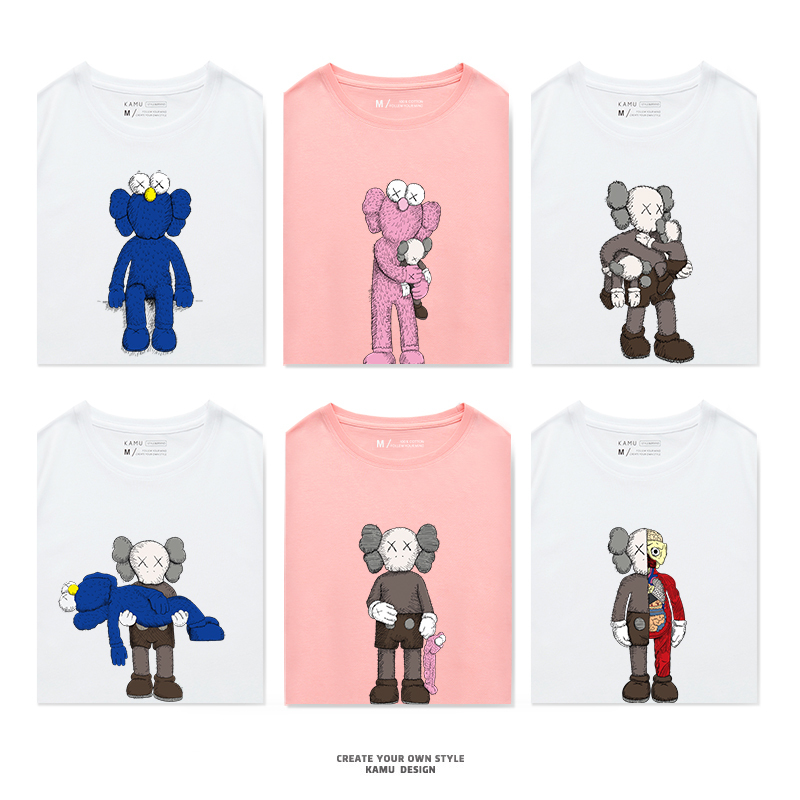 T-Shirt for Men, Short-Sleeved, Loose Fit, Co-Branded Style, Couple Outfit, Summer Wear, Unisex, Trendy Internet Brand, Base Shirt, ins Super Popular Trend